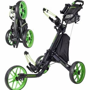 3-Wheel Golf Push Cart - Black and Green